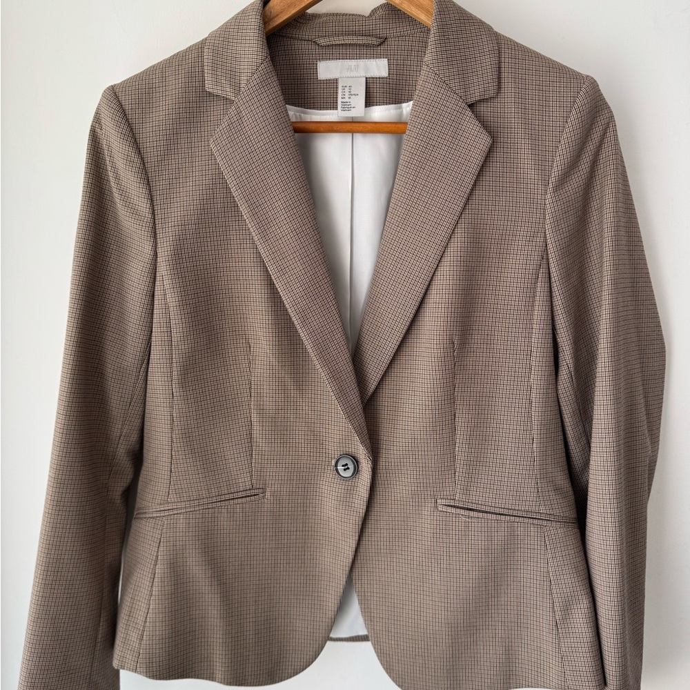 H&M Beige Checkered Blazer